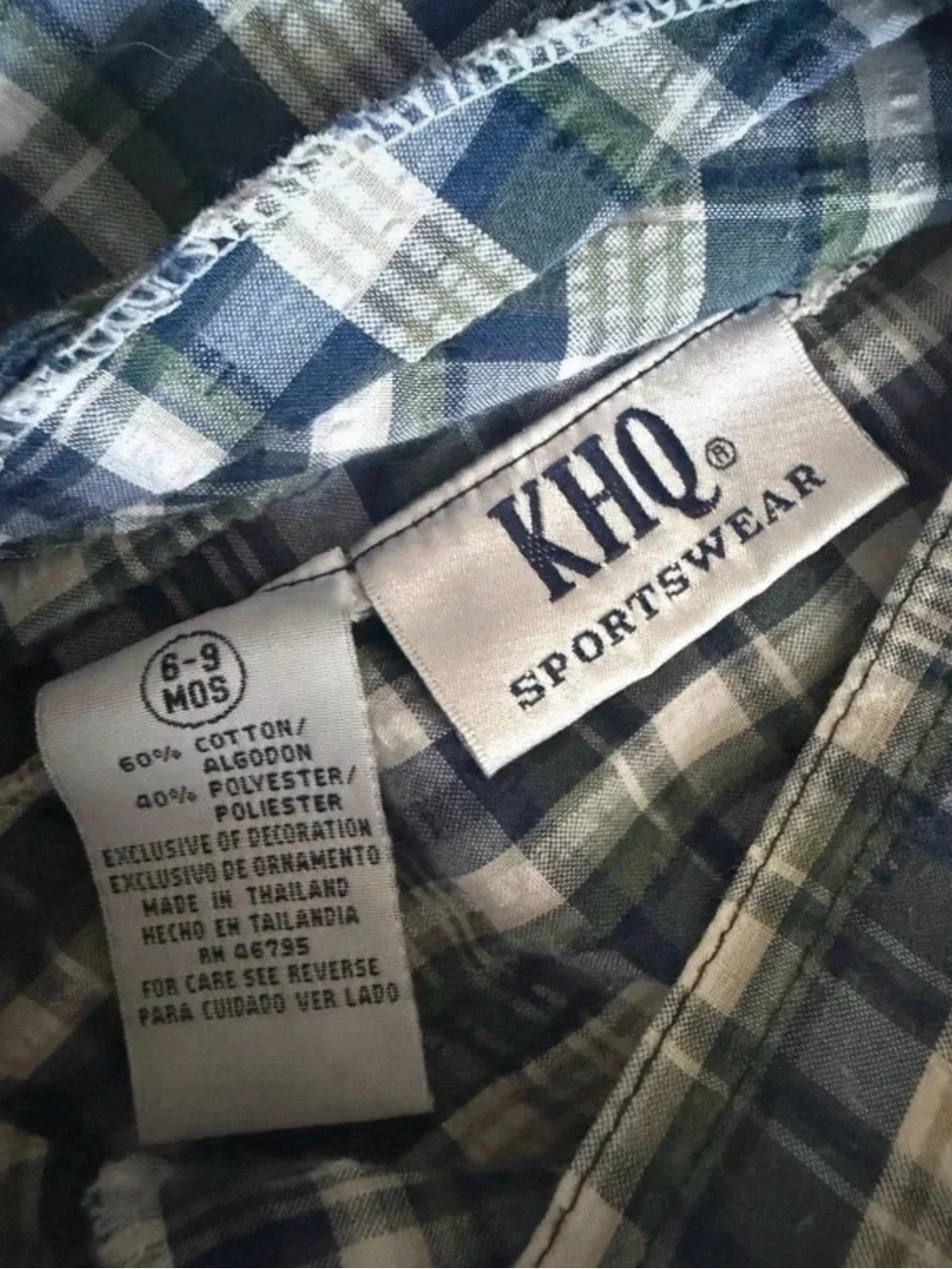 Vintage Blue Plaid Baby Overalls with Navy Tee - Elephant & Rhino Embroidery